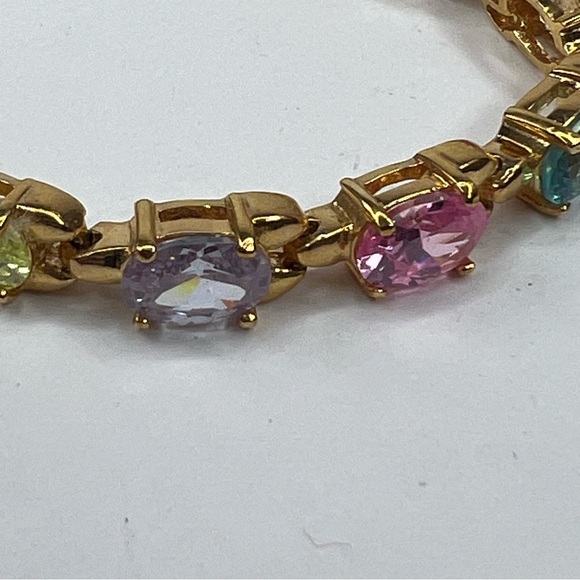 New with Tags 18k Yellow Gold over Sterling Silver Tennis Bracelet - Picture 5 of 8